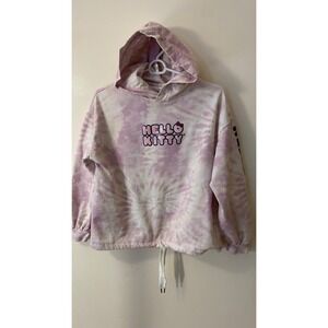 Hello Kitty Kawaii Y2K Pastel Tie-Dye Cropped Hoodie Soft Girl Streetwear